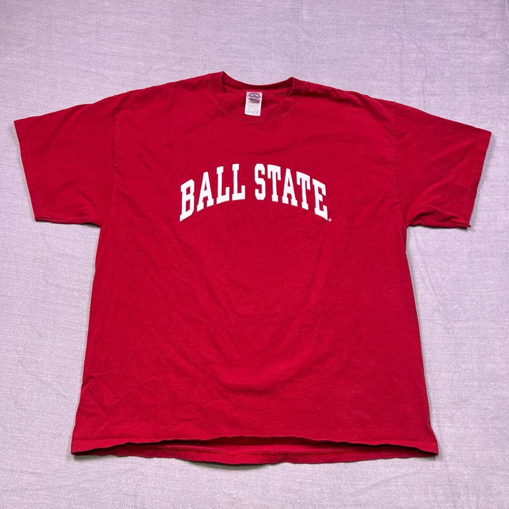 Ball State Cardinals Red T Shirt‎ Mens XL Delta Magnum Weight Knit USA